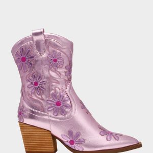 TEDDYY PINK Western Pointed-Toe Ankle Boot