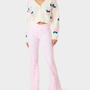 ROSE PRINT CROSSOVER LEGGINGS PINK ROSE Women's Floral Crossover Activewear Legging