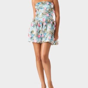 FLUTTER BLOOM DRESS MULTI Women's Flowy Mini Dress with Floral Pattern