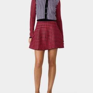 HOT IN HOUNDSTOOTH SET PINK MULTI Women's Pink and Purple Houndstooth Top and Skirt set