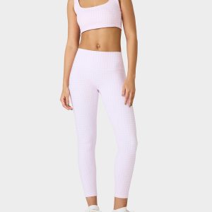 GINGHAM PRINT HIGHRISE LEGGING PINK MULTI Women's Pink Gingham Activewear Legging