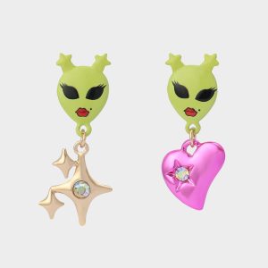 ALIEN MISMATCH DROP EARRINGS Women's Alien Mismatch Heart Star Earrings