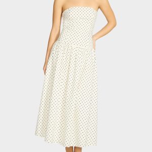 AMALIA STRAPLESS MAXI DRESS BLACK WHITE POLKA DOT Women's Dress