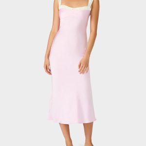 SWEET DAYDREAM DRESS PETAL Women's Pink Midi Dress with Bow