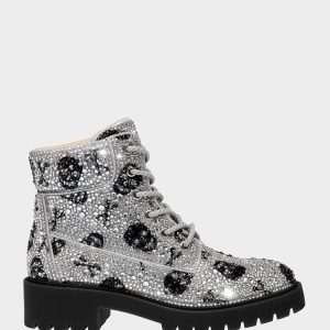 HUDSN Rhinestone Skull Print Booties