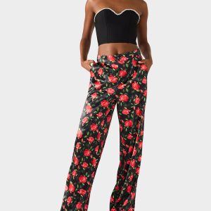 POWER BLOOM PANT BLACK Women's Black Red Floral Pant