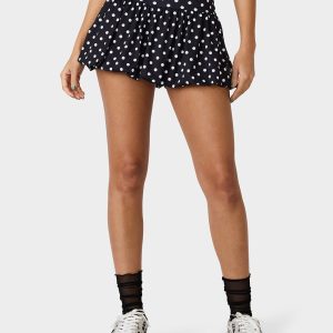 BUBBLE PRINT POLKA DOT SKIRT BLACK MULTI Women's Activewear Black Polka Dot Bubble Hem Skirt