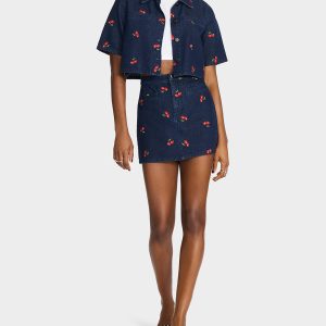 CHERRY ON TOP SKIRT DENIM Women's Denim Mini Skirt