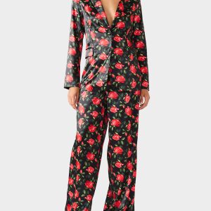 POWER BLOOM BLAZER/PANT BUNDLE Women's Rose Print Blazer and Pant Set