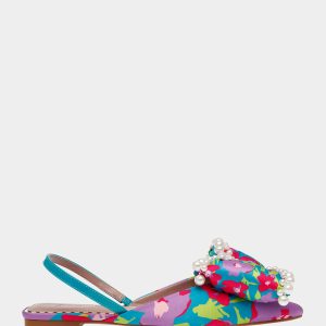 CAMILO TEAL MULTI Floral Slingback Flats