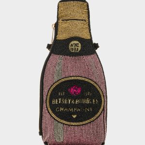KITSCH BUBBLES SHOULDER BAG PINK Women's Valentine's Day Champagne Bubble Beaded Shoulder Handbag