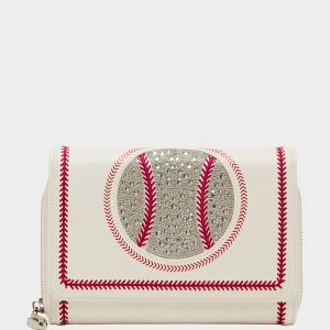 GRAND SLAM WALLET ON CHAIN CREAM Women's Baseball-Themed Rhinestone Embellished Wallet on Chain Crossbody Handbag