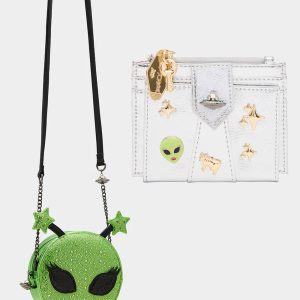 OUT OF THIS WORLD BUNDLE Women's Rhinestone Alien Crossbody Handbag and Wallet Set