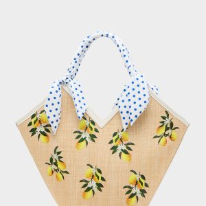 DON'T BE TARTY TOTE NATURAL Lemon Scarf Women's Tote Handbag