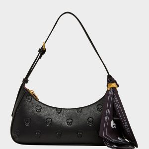 GET AHEAD SHOULDER BAG BLACK Black Skull Pink Shoulder Bag With Scarf