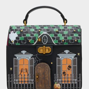 FOREVER HOME BLACK MULTI Women's Halloween-Themed Haunted House Crossbody Handbag