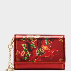 CHINESE NEW YEAR WALLET ON CHAIN RED Women's New Years Heart Crossbody Wallet