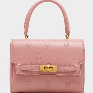 SKULLICIOUS TOP HANDLE BLUSH Women's Blush Pink Skull Top Handle Handbag with Crossbody Strap