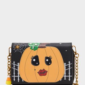 GOURDGOUS WALLET ON CHAIN BLACK MULTI Women's Pumpkin Halloween-Themed Wallet