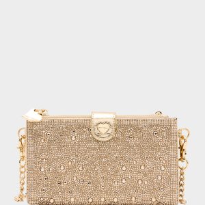 WALLET ON CHAIN PHONE HOLDER CHAMPAGNE Women's Rhinestone Embellished Wallet