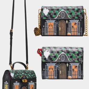 FOREVER HOME BUNDLE Women's Haunted House Halloween Crossbody, Wallet on Chain, and Wallet Set