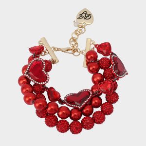 LOVE SPELL MULTI BRACELET RED Women's Valentine's Day Heart Bracelet