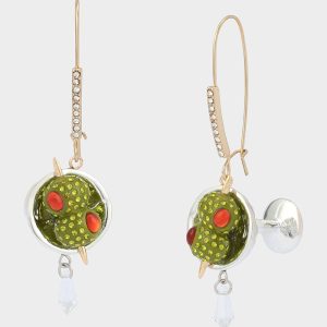 MARTINI DROP EARRINGS Women's Martini Glass Olive Drop Earrings