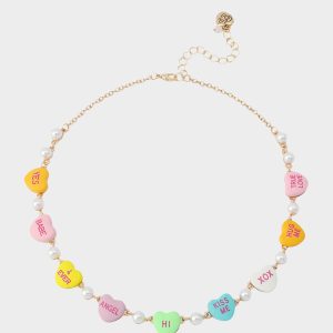 SWEETHEART COLLAR NECKLACE MULTI Women's Valentine's Day Candy Hearts Necklace