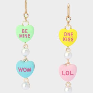 SWEETHEART LINEAR EARRINGS MULTI Women's Valentine's Day Candy Hearts Earrings