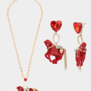 YEAR OF THE HORSE BUNDLE Chinese New Year Horse Necklace and Drop Earrings Set