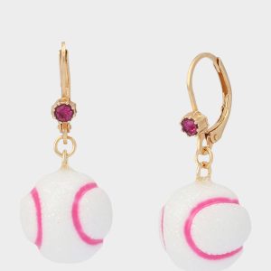 BASEBALL LEVER BACK EARRINGS WHITE Sports-Themed Women's Earrings