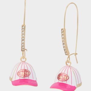 BASEBALL HAT SHEPPARD HOOK EARRINGS PINK Sport's-Themed Women's Earrings