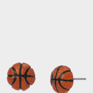 BASKETBALL STUDS ORANGE Women's Sports-Themed Basketball Stud Earrings