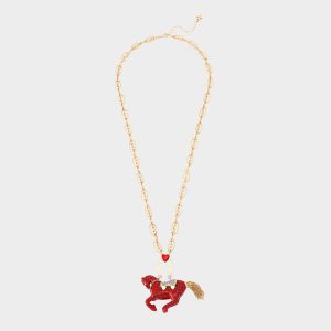 YEAR OF THE HORSE PENDANT RED Women's Chinese New Year Horse Pendant Necklace