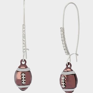 FOOTBALL DROP EARRINGS BROWN Women's Hook Football Earrings
