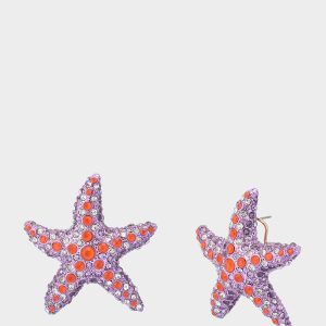 MERMAID JEWELS STARFISH STUDS PURPLE Women's Starfish Rhinestone Stud Earrings