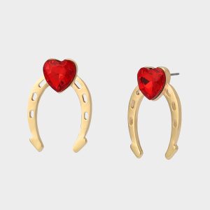 HORSESHOE STUD EARRINGS RED Women's Chinese New Year Horseshoe Stud Earrings