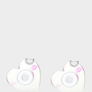 CD HEART HOOPS METALLIC Women's Heart-Shaped Disc Earrings