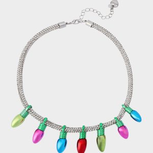 MULTI LIGHT BIB NECKLACE Women's Christmas-Themed Lights Bib Necklace