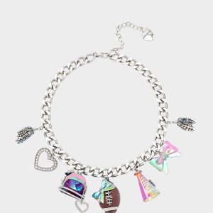 FOOTBALL CHARM NECKLACE MULTI Women's Football-Themed Charm Chain Necklace