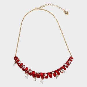BETSEYS HOLIDAY COIL NECKLACE RED