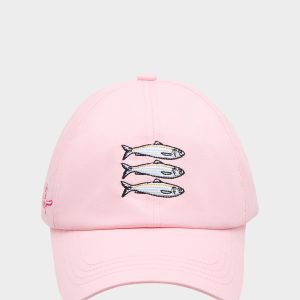 SARDINE EMBROIDERED BASEBALL CAP Women's Pink Sardine Baseball Hat