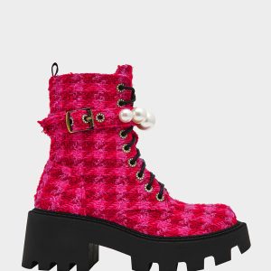 JONNIE FUCHSIA MULTI Lace-Up Platform Combat Women's Ankle Boot