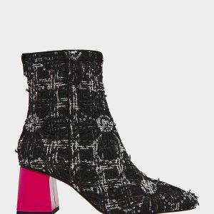 STEVIE BLACK MULTI Square-Toe Block Heel Women's Ankle Boot