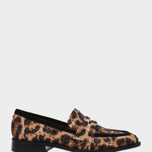 CANNE LEOPARD Slip-On Embellished Rhinestone Women's Loafer