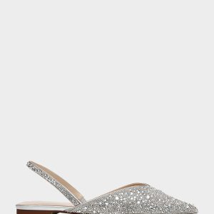 VANCE SILVER Rhinestone Slingback Flats