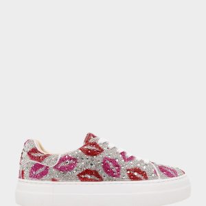 SIDNY MULTI LIPS Women's Rhinestone Platform Sneaker