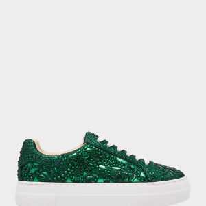 REILY EMERALD Platform Low-Top Lace-Up Rhinestone Women's Sneaker