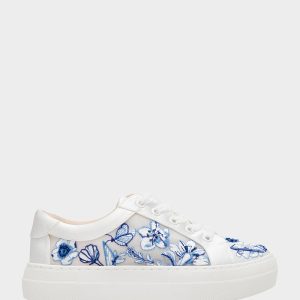 NINO BLUE FLORAL Platform Low-Top Lace-Up Sneakers