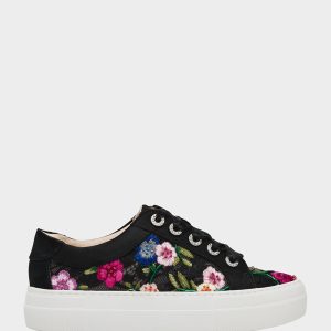 JAYLA BLACK MULTI FLORAL Platform Low-Top Lace-Up Sneaker